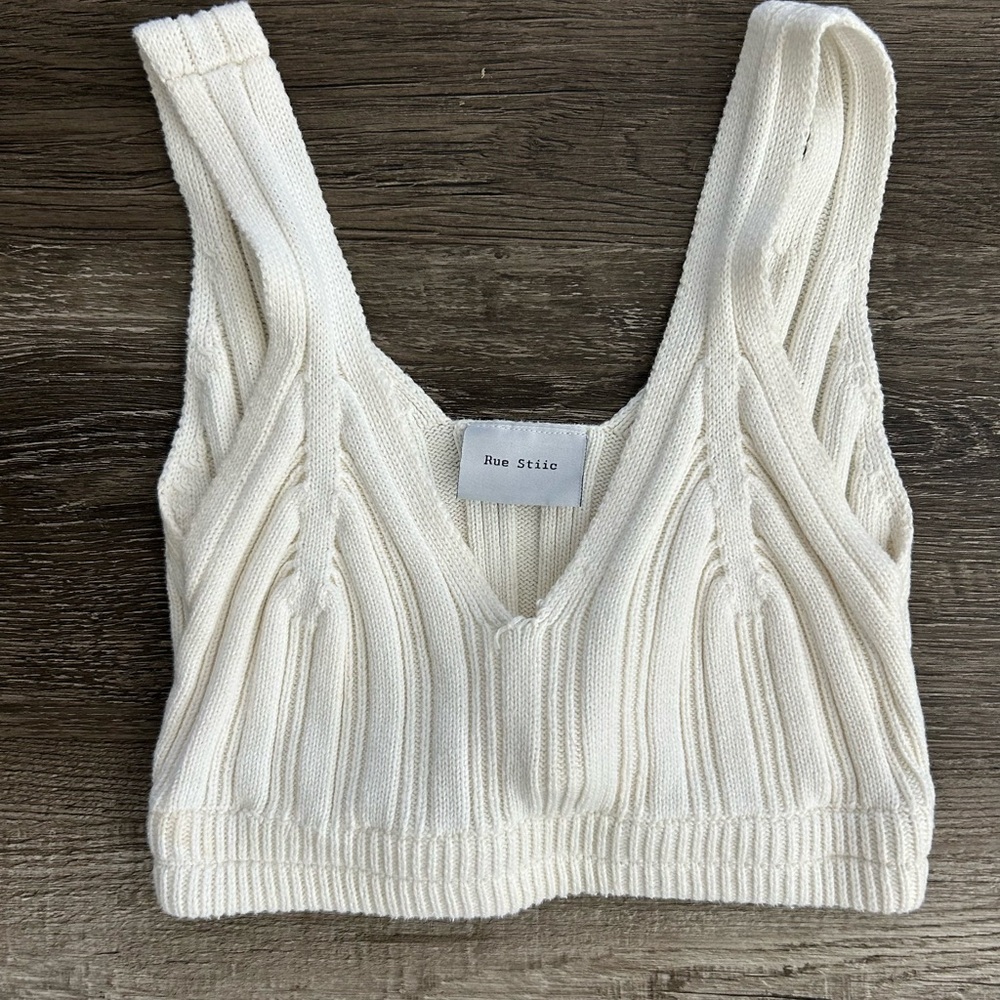 White Knit Women's cropped Top